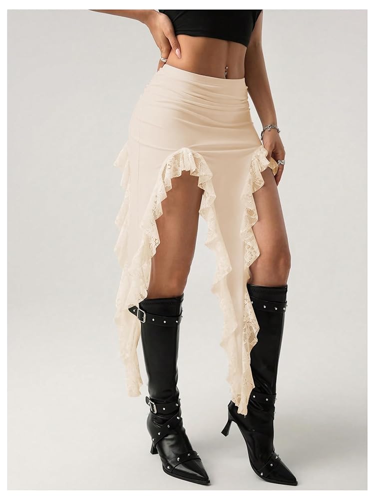 épine lace asymmetry frill skirt épine lace asymmetry frill skirt Asymmetrical Lace Skirt